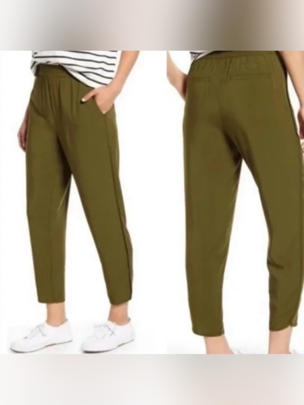 Madewell Dolphin Hem Track Trousers Size L Olive
